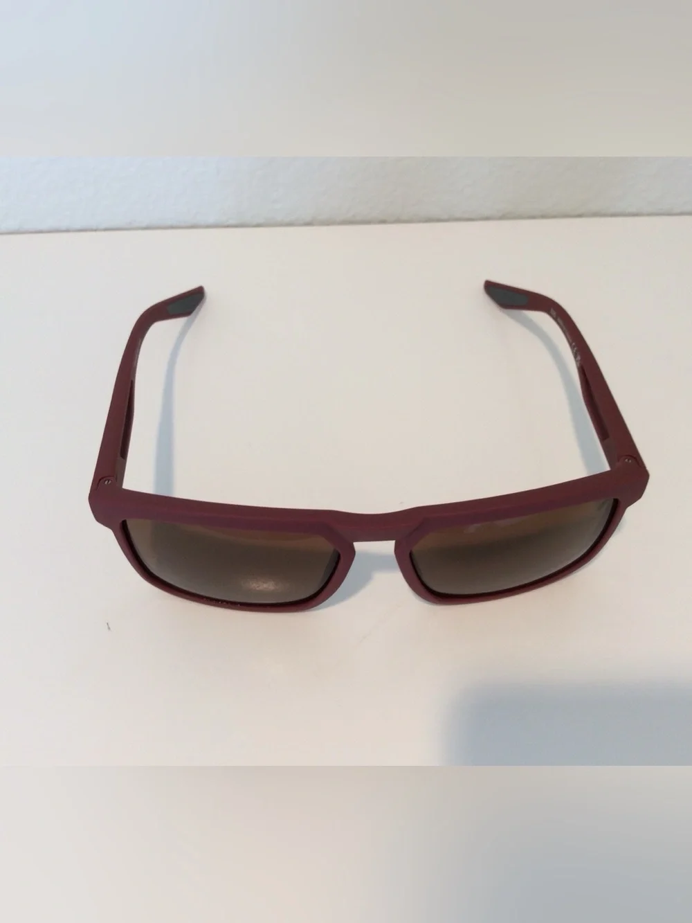 100% – RENSHAW – SOFT CRIMSON Matte Burgundy Square Sunglasses - NWOT
